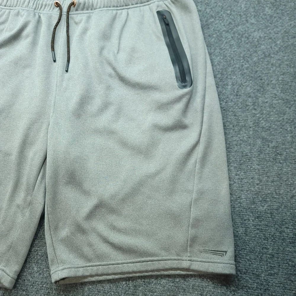 Copper Fit Mens Gray Copper Infused Athletic Shorts Zipper Pockets XL 20in Waist